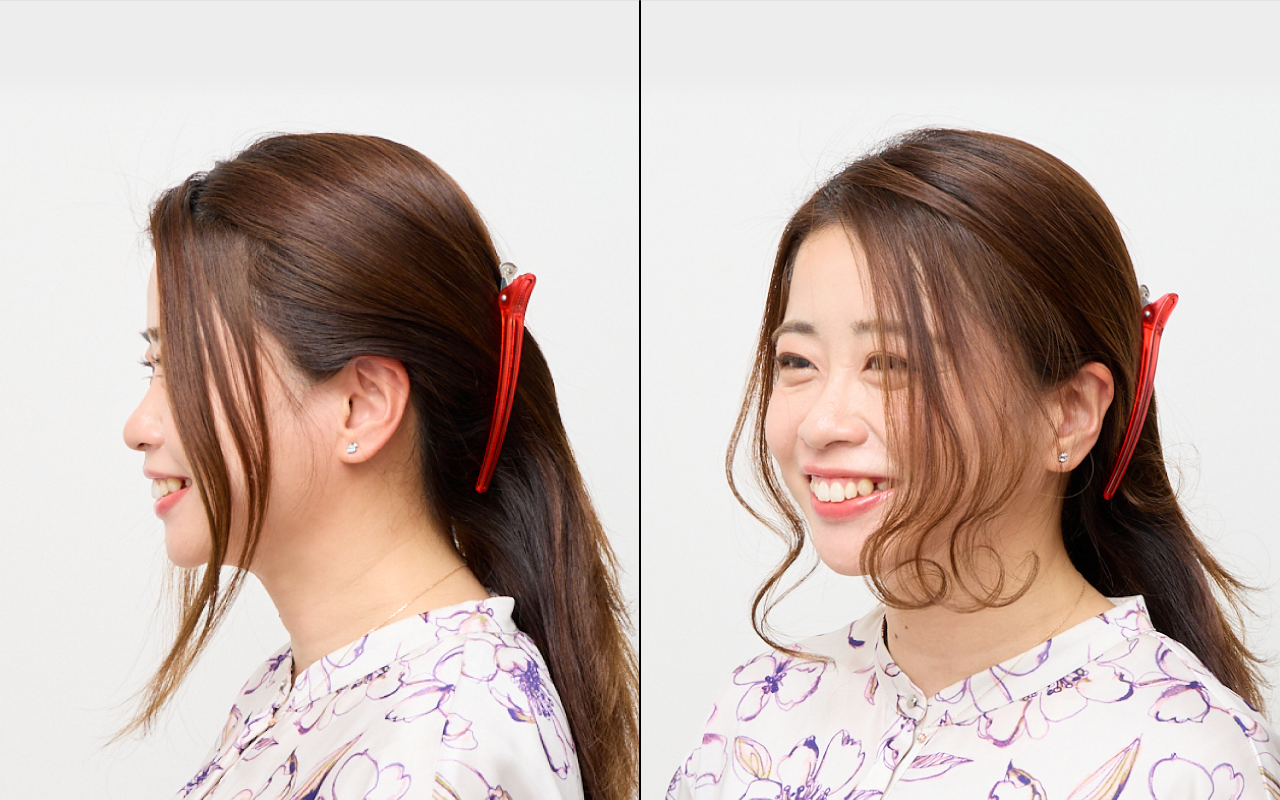 丸顔さんにおすすめのヘアアレンジ-Step1
